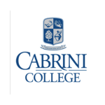 blue and silver logo reading cabrini college