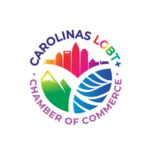 rainbow colored logo with the words carolinas lgbt+ chamber of commerce