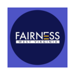dark and light blue logo with white writting reading fairness west virginia