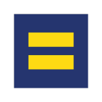blue box with yellow equal sign for hrc logo