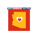 a why marriage matters arizona logo with the outline of the state