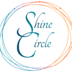 Shine circle logo words surrounded by colorful circles