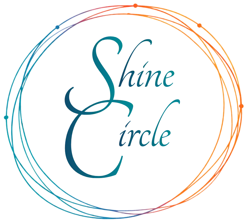 Shine circle logo words surrounded by colorful circles